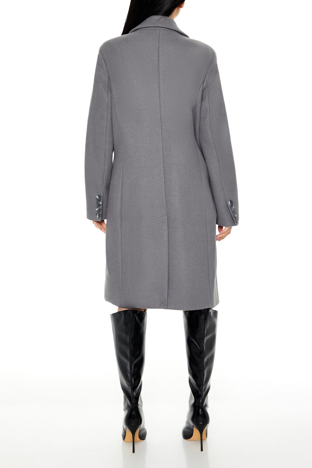  Forever 21 Notched Longline Coat - white - Bonton
