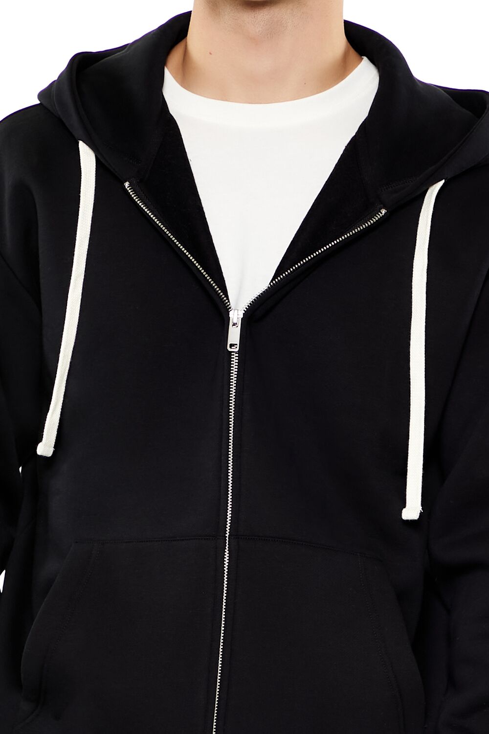  Forever 21 Fleece Core Athletic Zip-Up Hoodie - black - Bonton