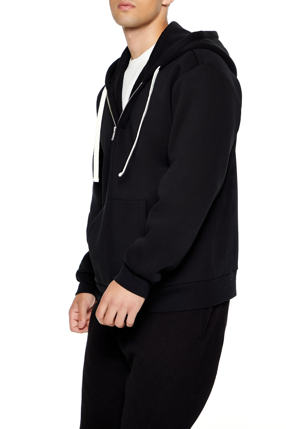  Forever 21 Fleece Core Athletic Zip-Up Hoodie - black - Bonton