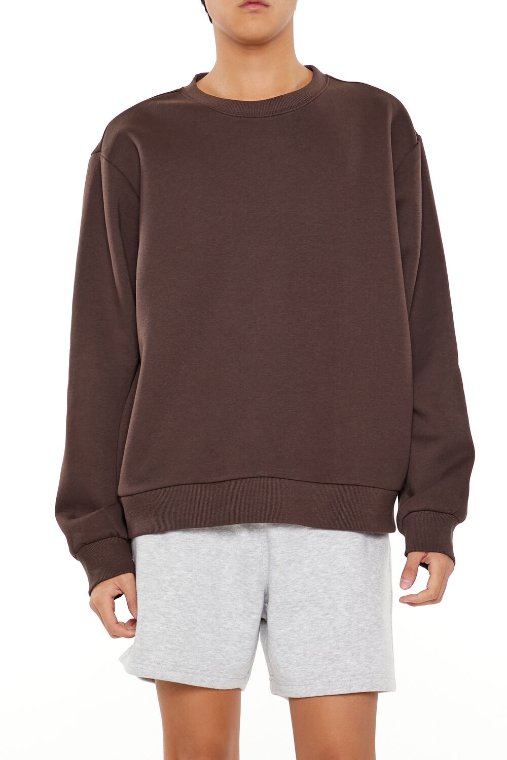  Forever 21 Drop-Sleeve Crew Pullover - cocoa - Bonton