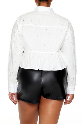 Plus Size Rhinestone Peplum Shirt