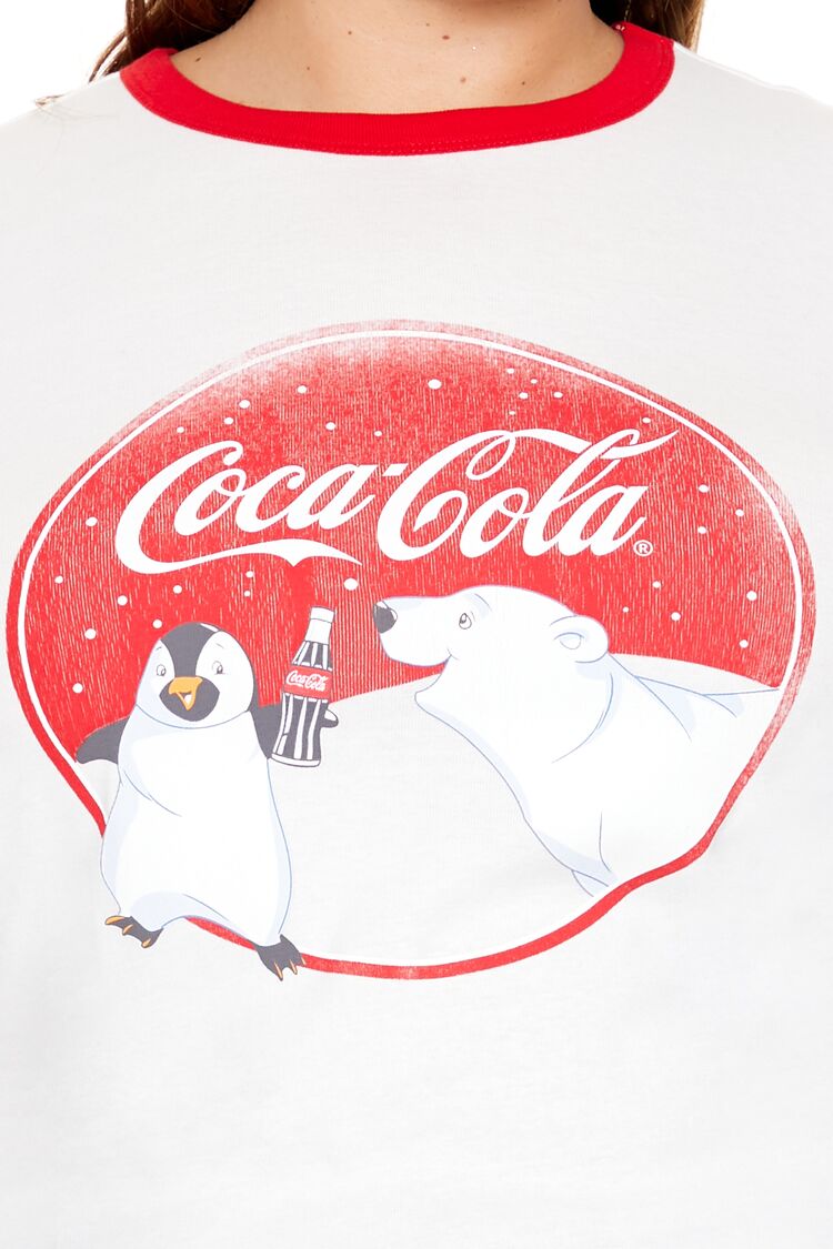  Forever 21 Plus Size Coca-Cola Ringer Baby Tee - white multi - Bonton