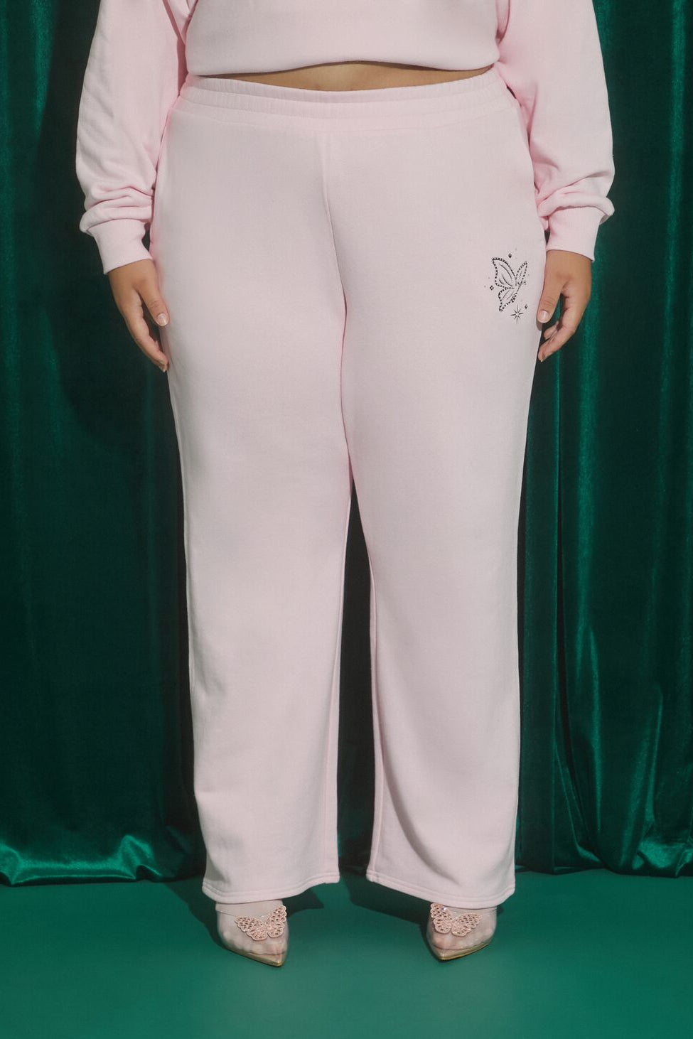  Forever 21 Plus Size Wicked Butterfly Sweatpants - pink-multi - Bonton