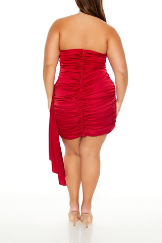 Plus Size Sash Tube Mini Dress