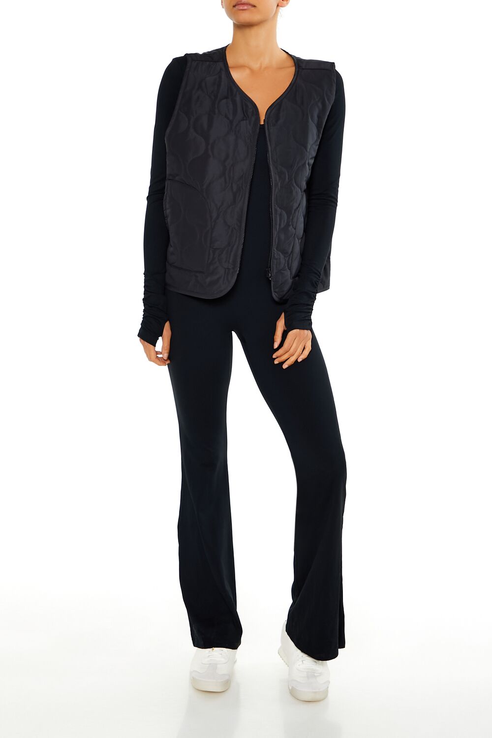  Forever 21 Active Quilted Zip-Up Vest - white - Bonton