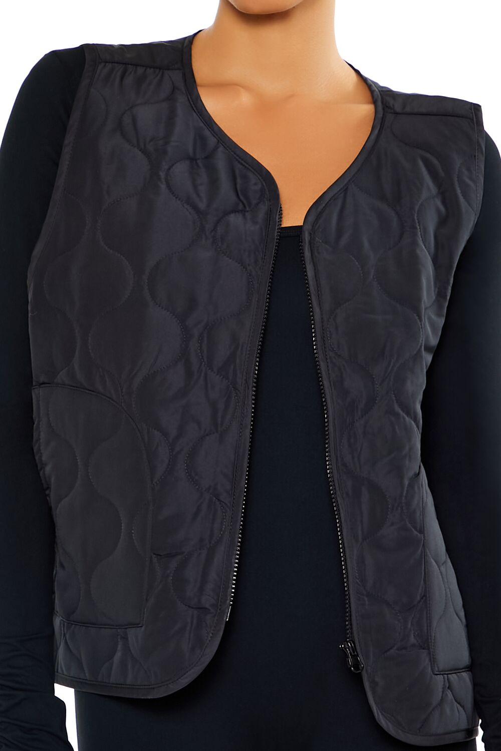  Forever 21 Active Quilted Zip-Up Vest - white - Bonton