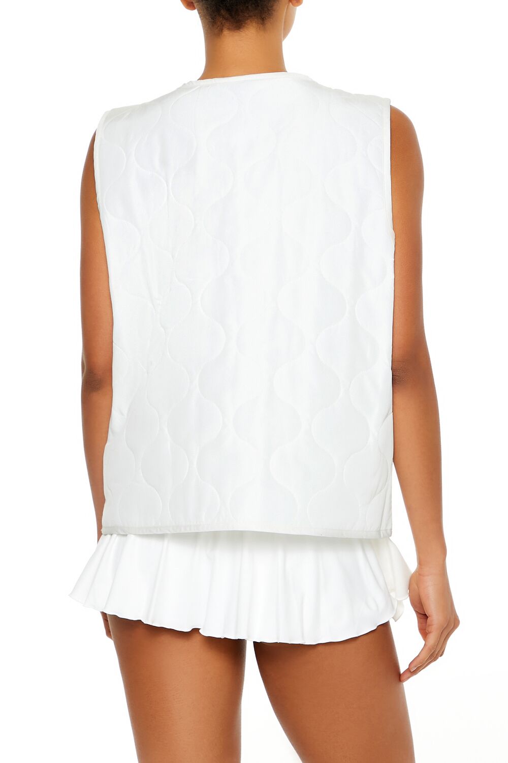  Forever 21 Active Quilted Zip-Up Vest - white - Bonton