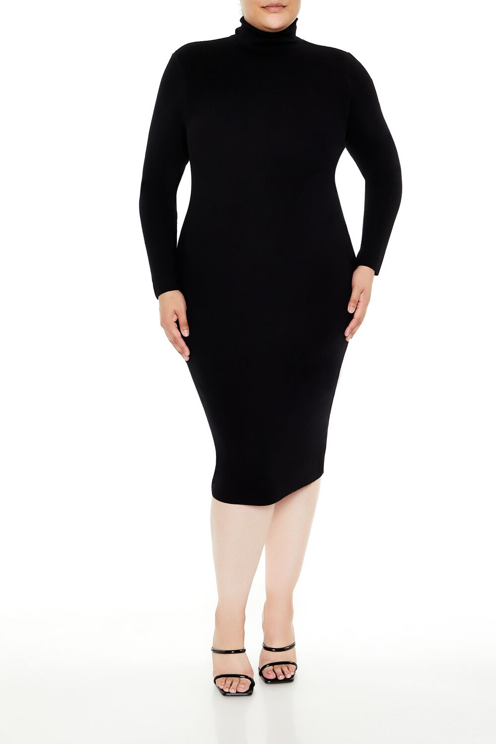 Forever 21 Plus Size Faux Gem Midi Sweater Dress - black - Bonton