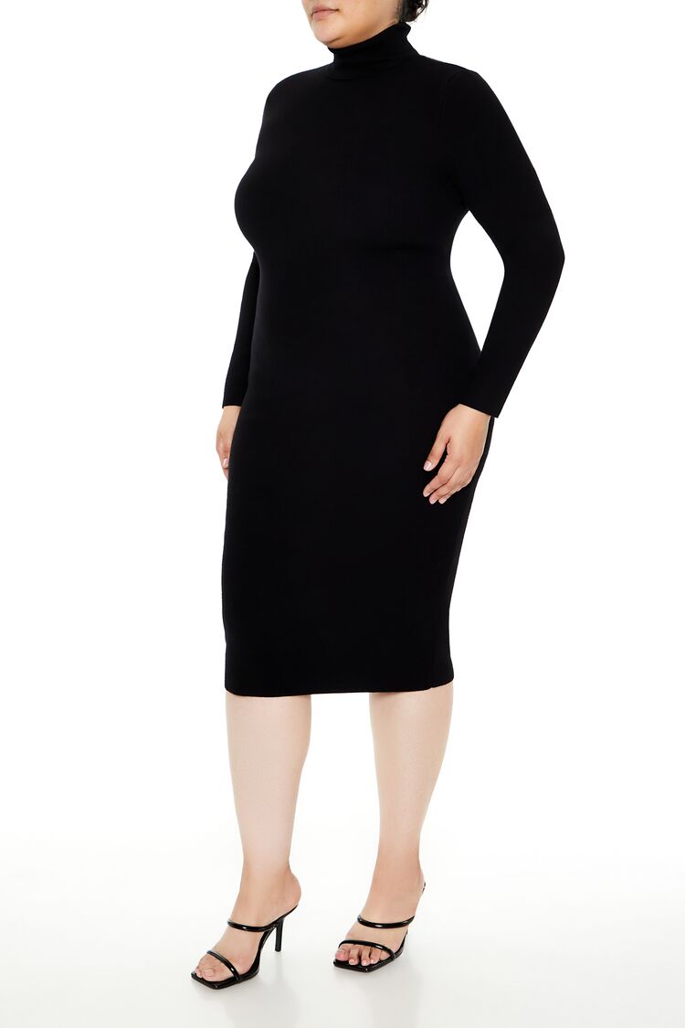  Forever 21 Plus Size Faux Gem Midi Sweater Dress - black - Bonton