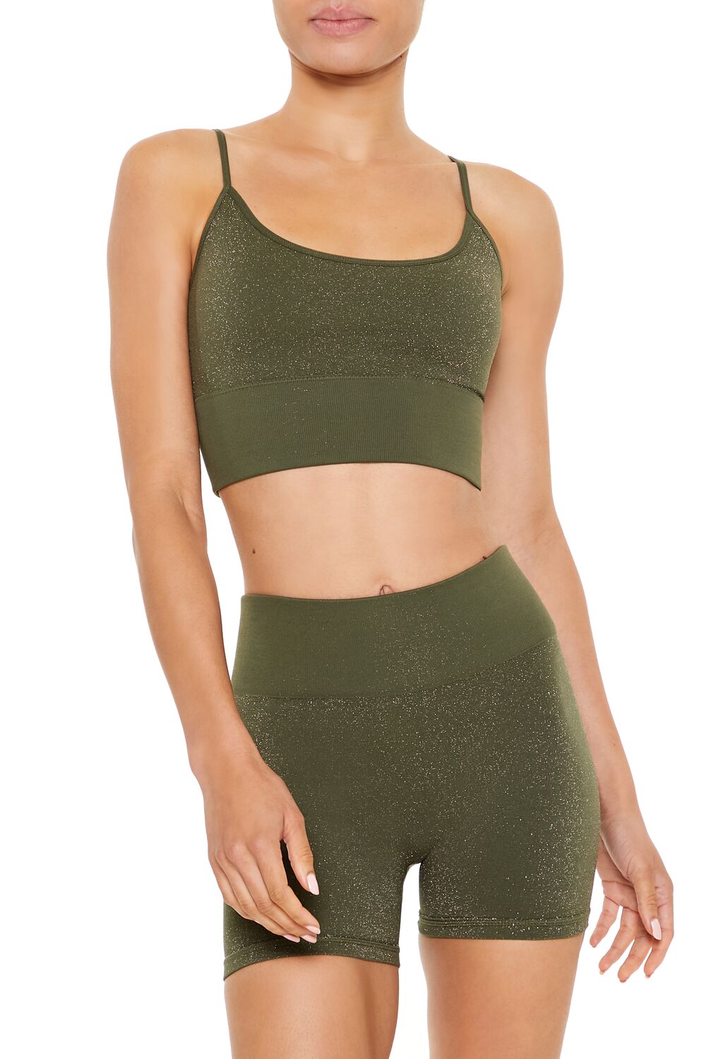  Forever 21 Active Seamless Glitter Sports Bra - olive - Bonton