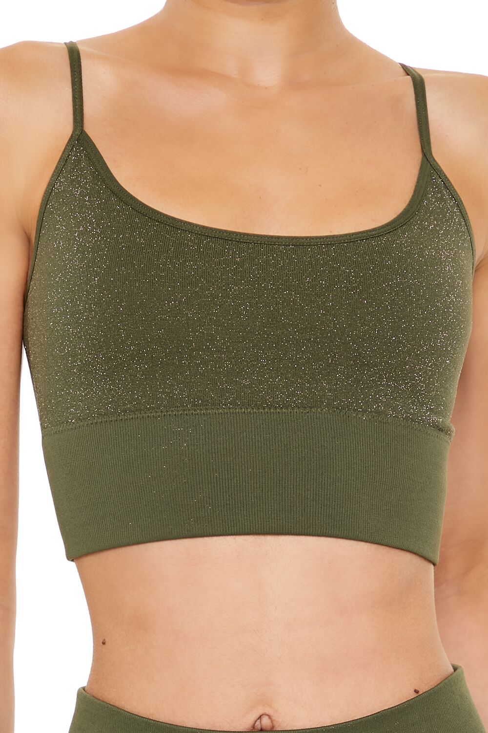  Forever 21 Active Seamless Glitter Sports Bra - olive - Bonton