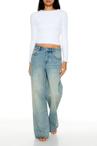 Ribbed Fuzzy Knit Sweater