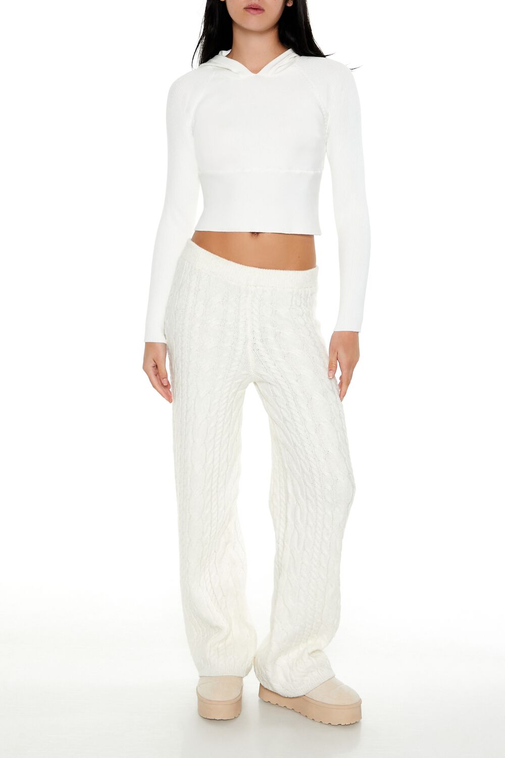  Forever 21 Hooded Raglan Sweater - white - Bonton