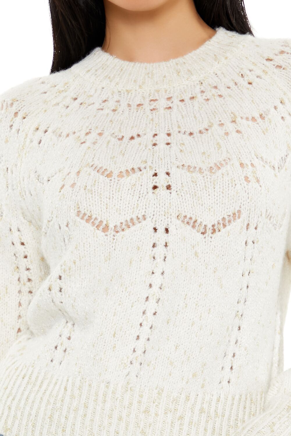  Forever 21 Metallic Pointelle Sweater - dark blue - Bonton