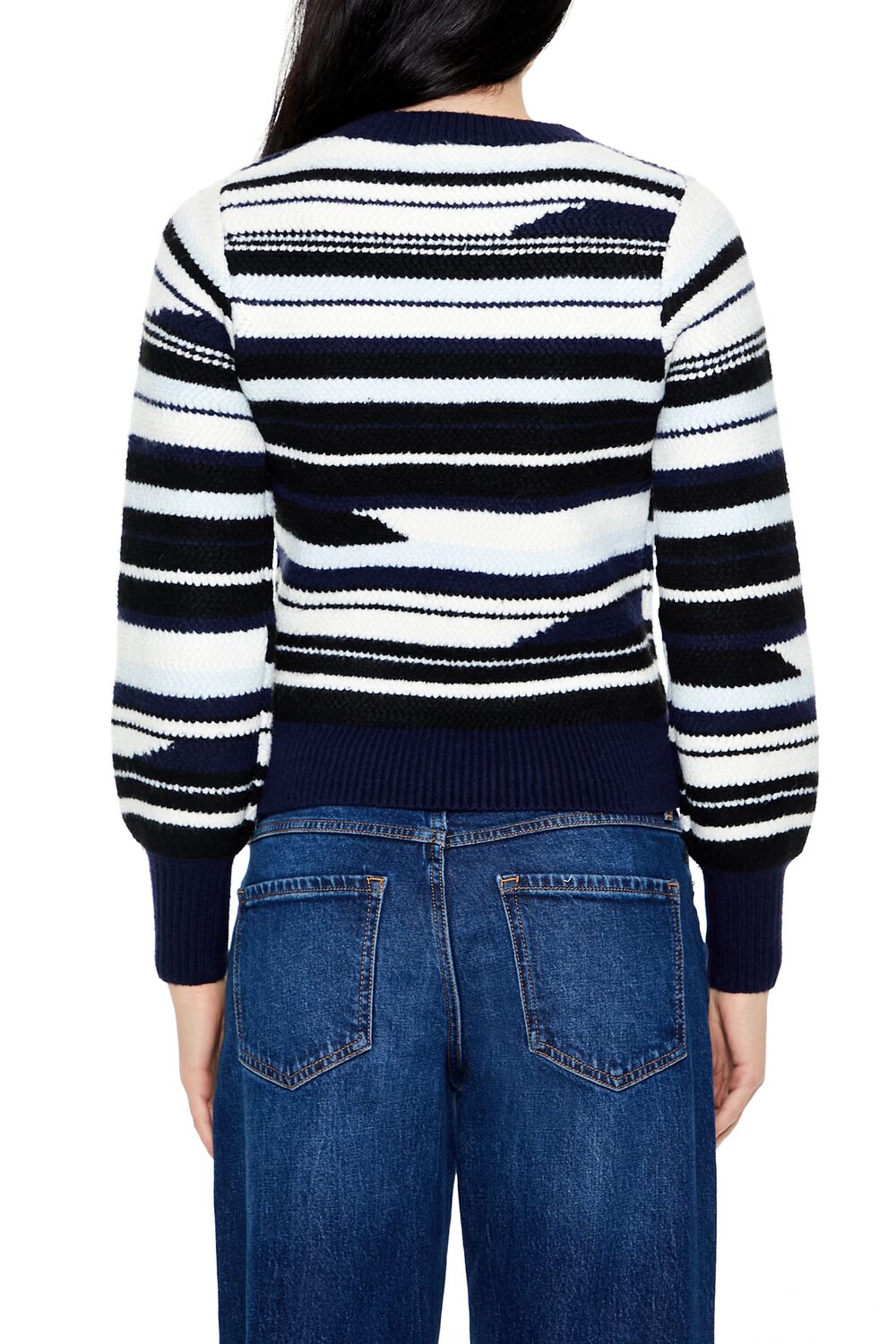 Forever 21 Abstract Striped Sweater - dark blue multi - Bonton