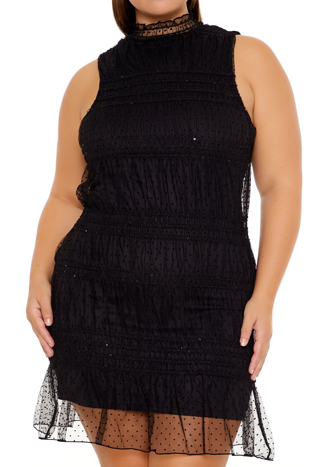  Forever 21 Plus Size Swiss Dot Mini Dress - black-swatch - Bonton