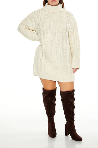 Plus Size Turtleneck Mini Sweater Dress