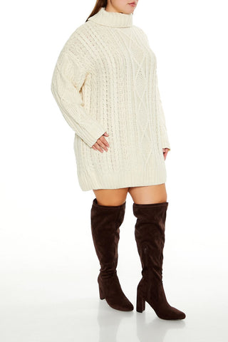 Plus Size Turtleneck Mini Sweater Dress
