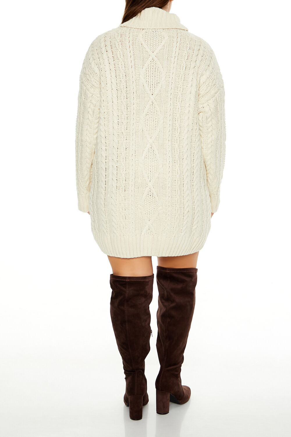  Forever 21 Plus Size Turtleneck Mini Sweater Dress - cream - Bonton