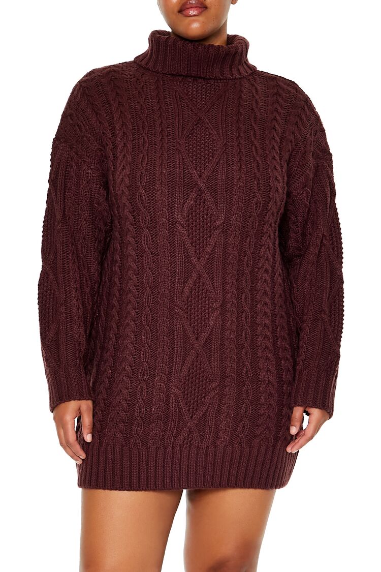  Forever 21 Plus Size Turtleneck Mini Sweater Dress - cream - Bonton