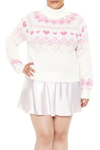 Plus Size Fair Isle Turtleneck Sweater