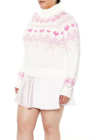 Plus Size Fair Isle Turtleneck Sweater