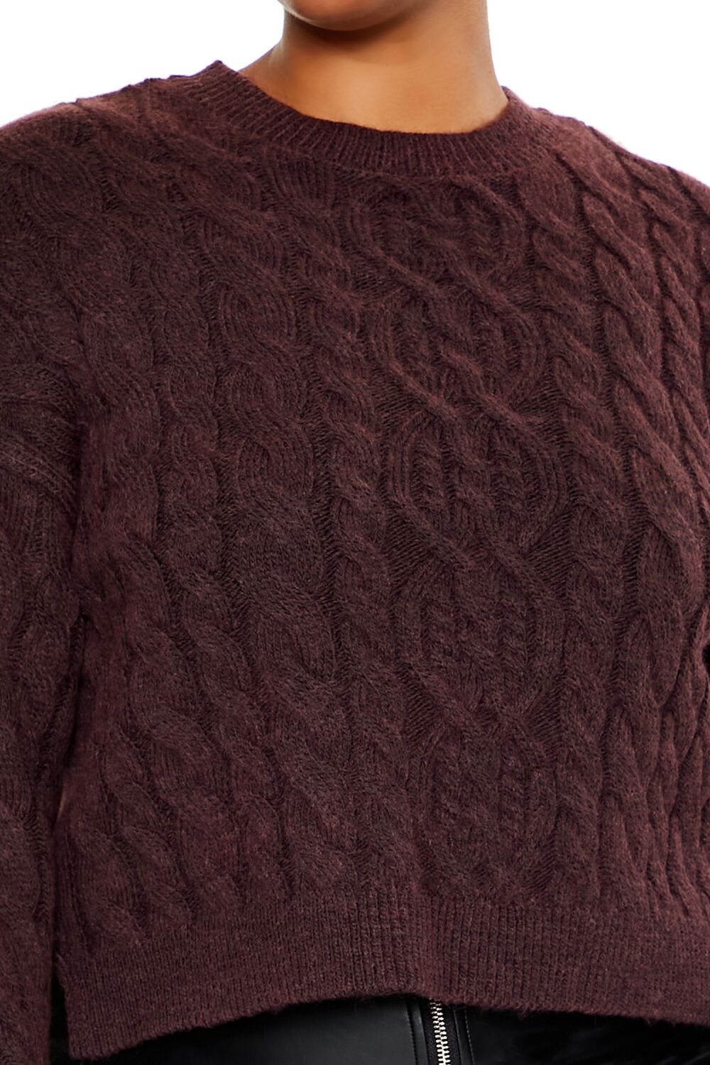  Forever 21 Plus Size Cable Knit Sweater - merlot - Bonton