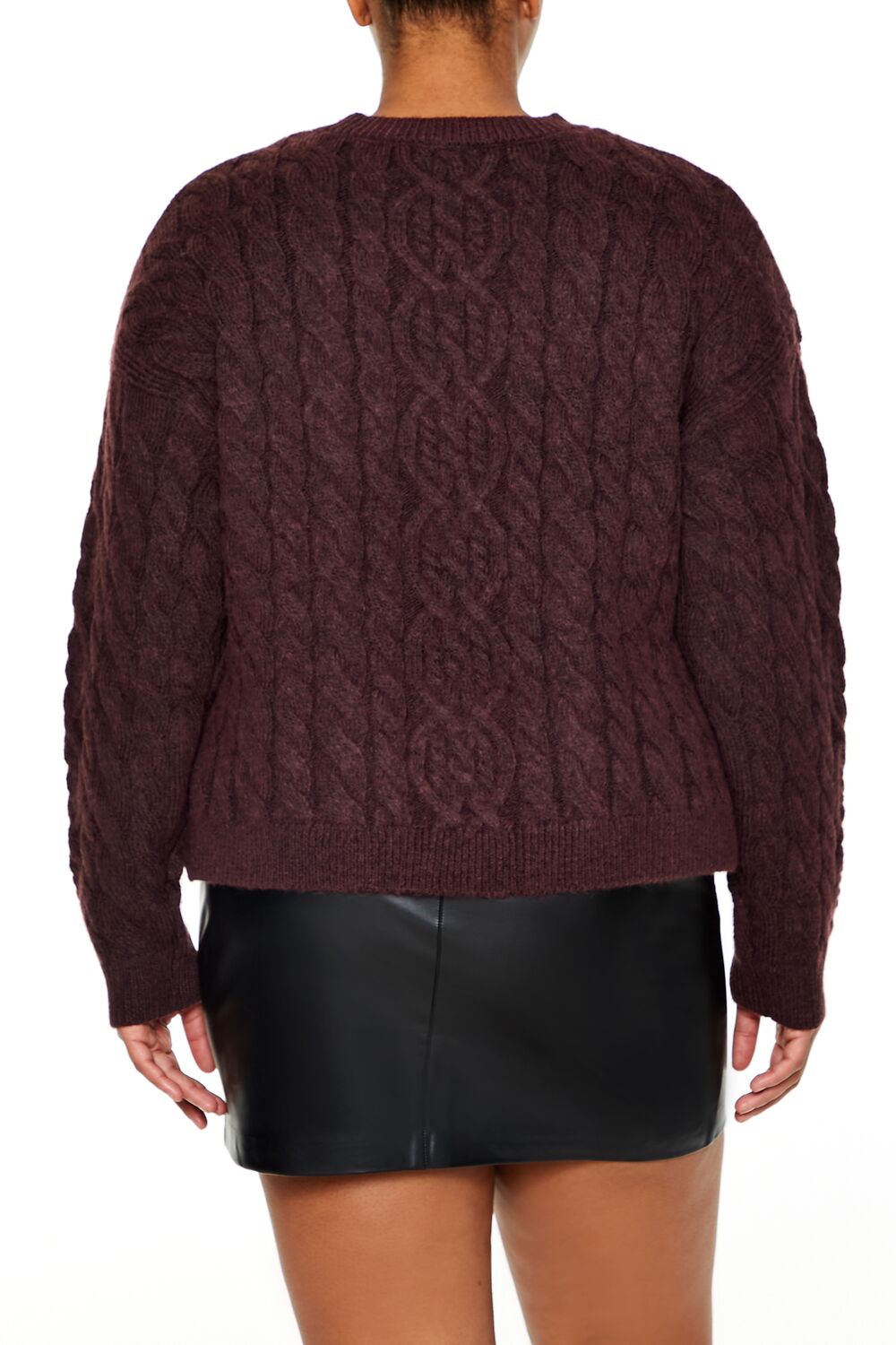  Forever 21 Plus Size Cable Knit Sweater - merlot - Bonton