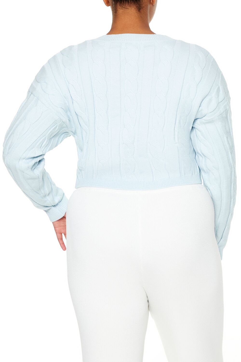  Forever 21 Plus Size Cropped Cable Knit Sweater - light blue - Bonton