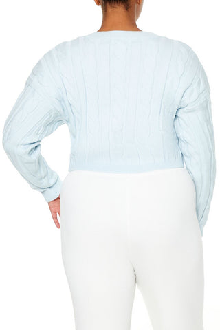 Plus Size Cropped Cable Knit Sweater