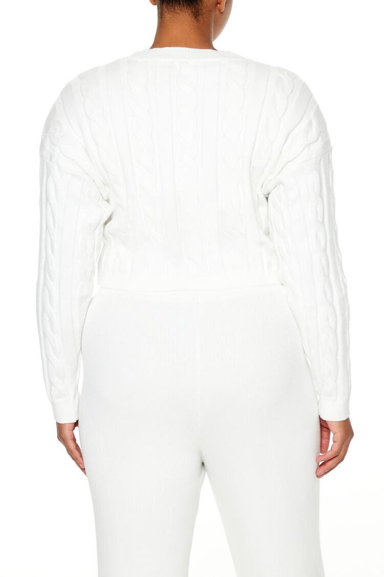  Forever 21 Plus Size Cropped Cable Knit Sweater - light blue - Bonton