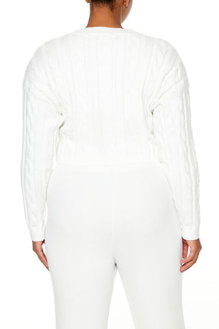 Plus Size Cropped Cable Knit Sweater