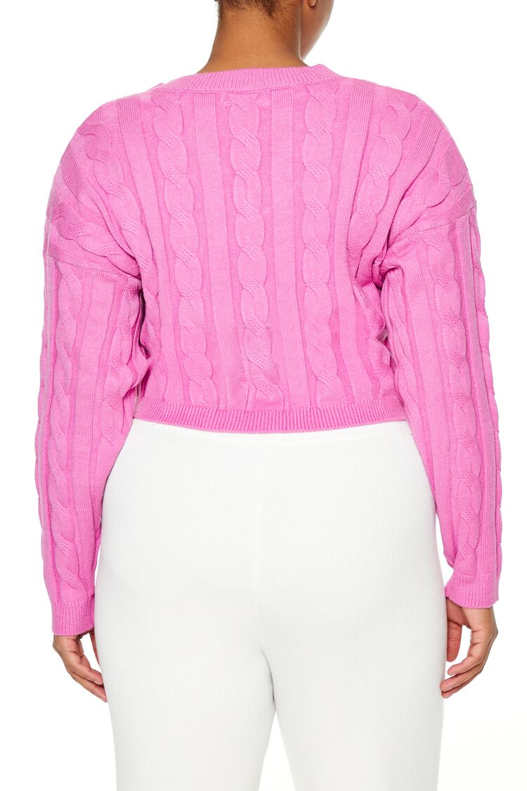  Forever 21 Plus Size Cropped Cable Knit Sweater - light blue - Bonton