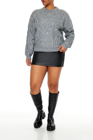 Plus Size Faux Gem Sweater