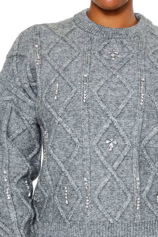 Plus Size Faux Gem Sweater