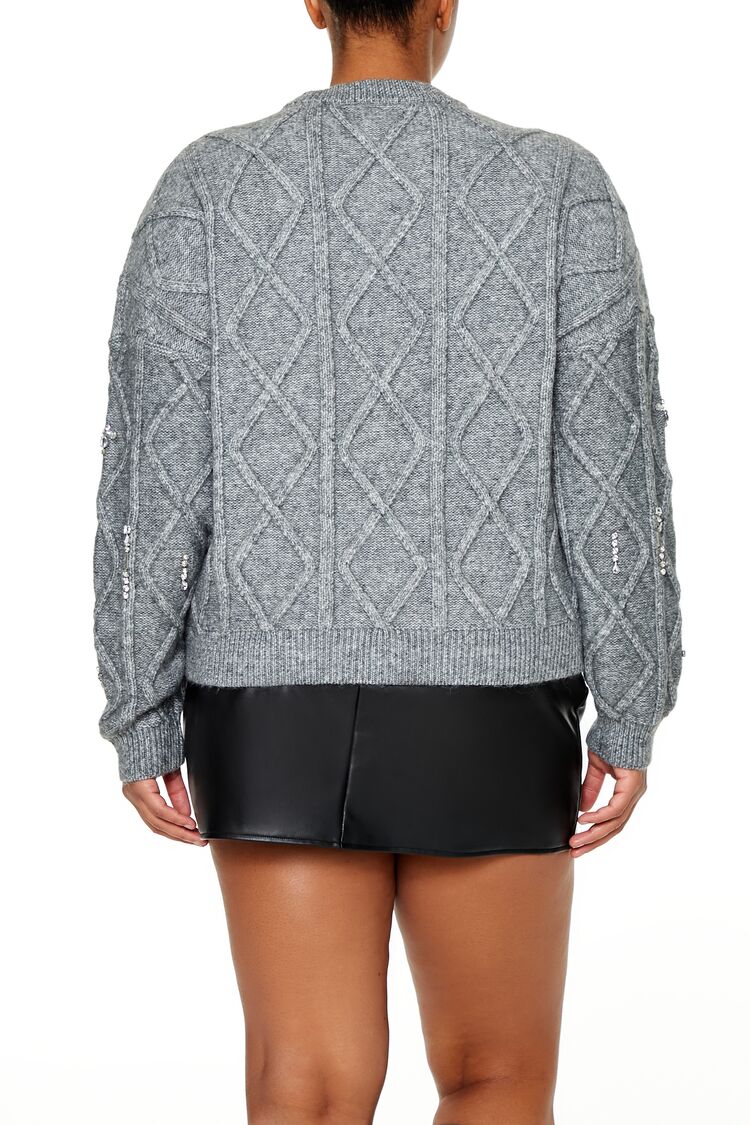  Forever 21 Plus Size Faux Gem Sweater - grey - Bonton