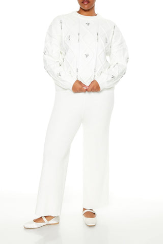 Plus Size Faux Gem Sweater