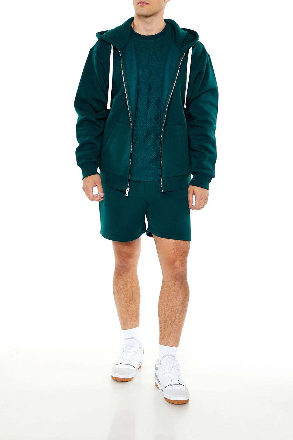 Forever 21 Fleece Core Athletic Zip-Up Hoodie - blue - Bonton