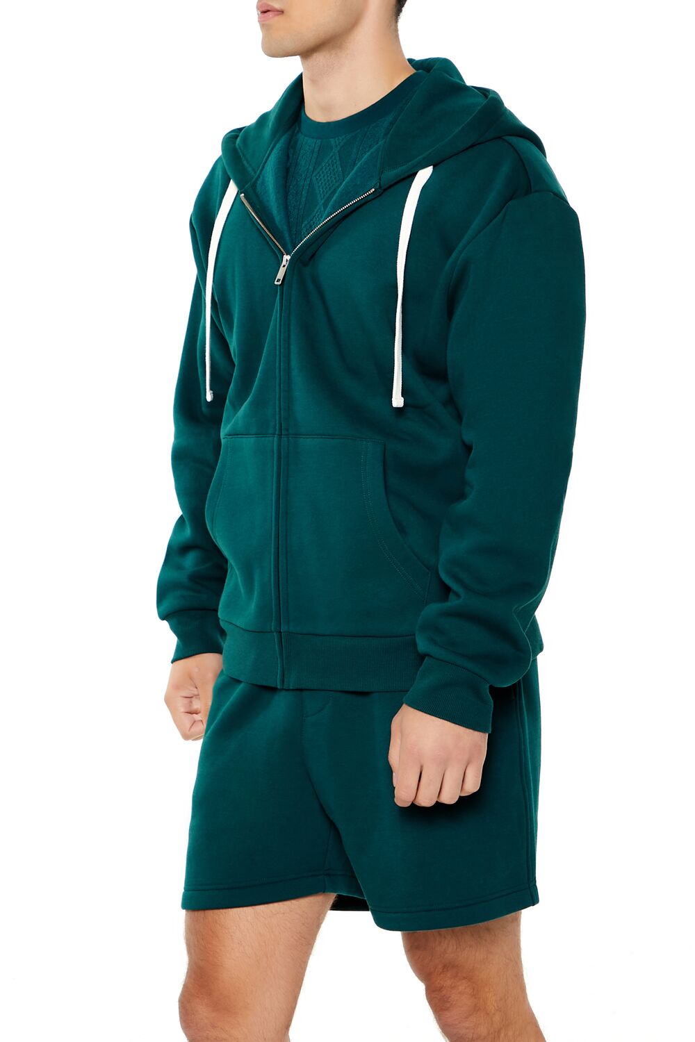  Forever 21 Fleece Core Athletic Zip-Up Hoodie - blue - Bonton