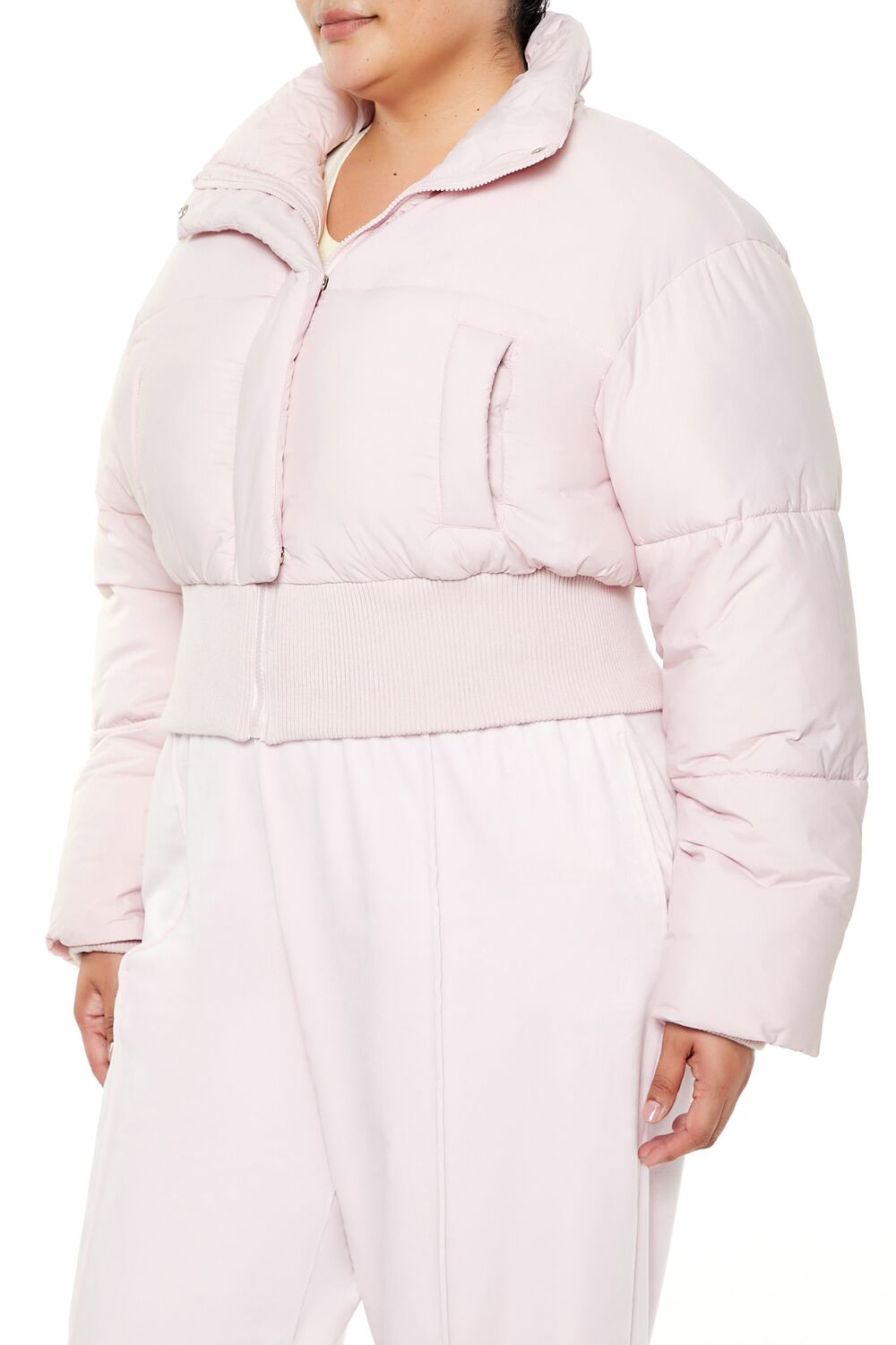  Forever 21 Plus Size Cropped Puffer Jacket - blossom - Bonton