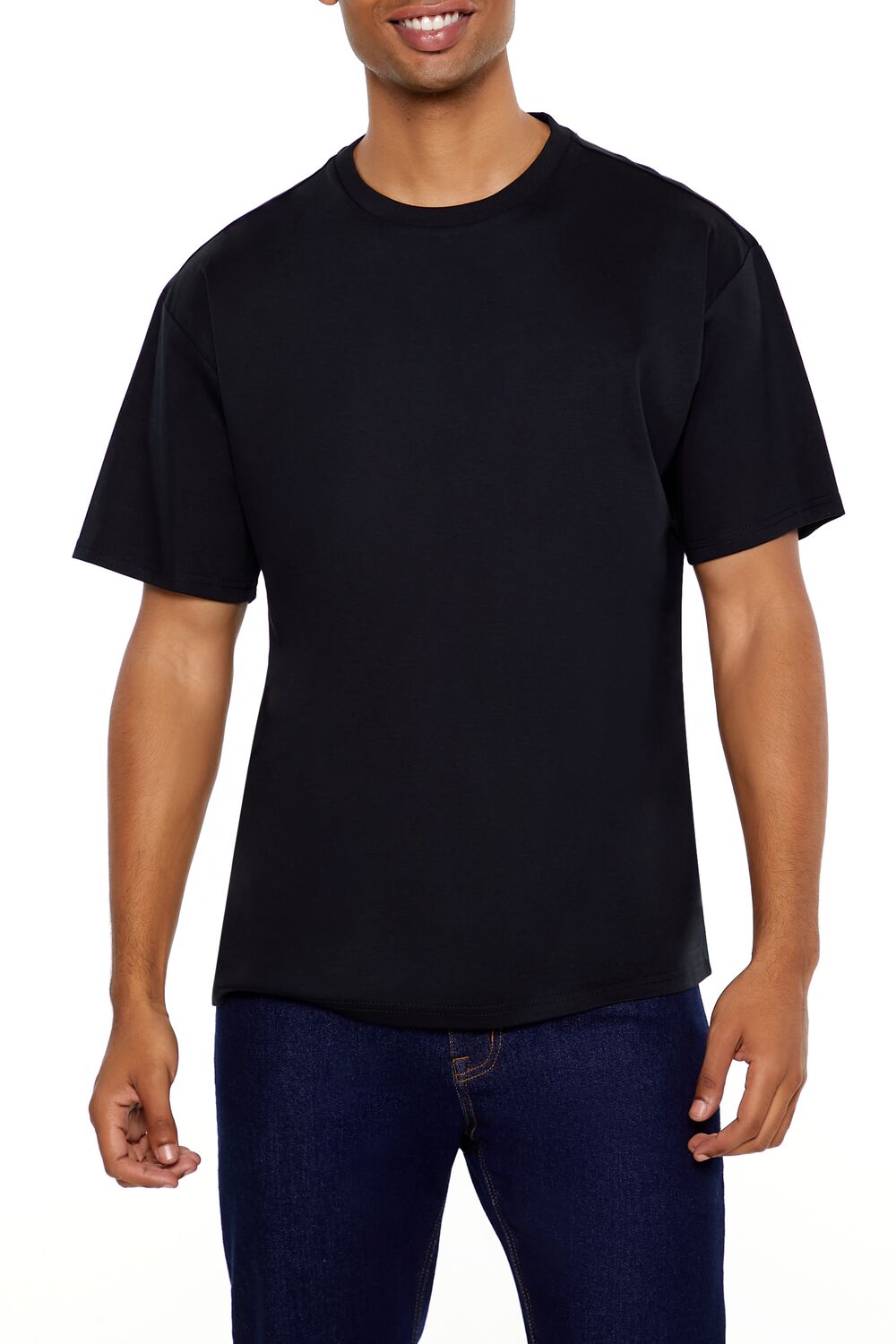  Forever 21 Supima-Blend Cotton Crew Tee - black - Bonton