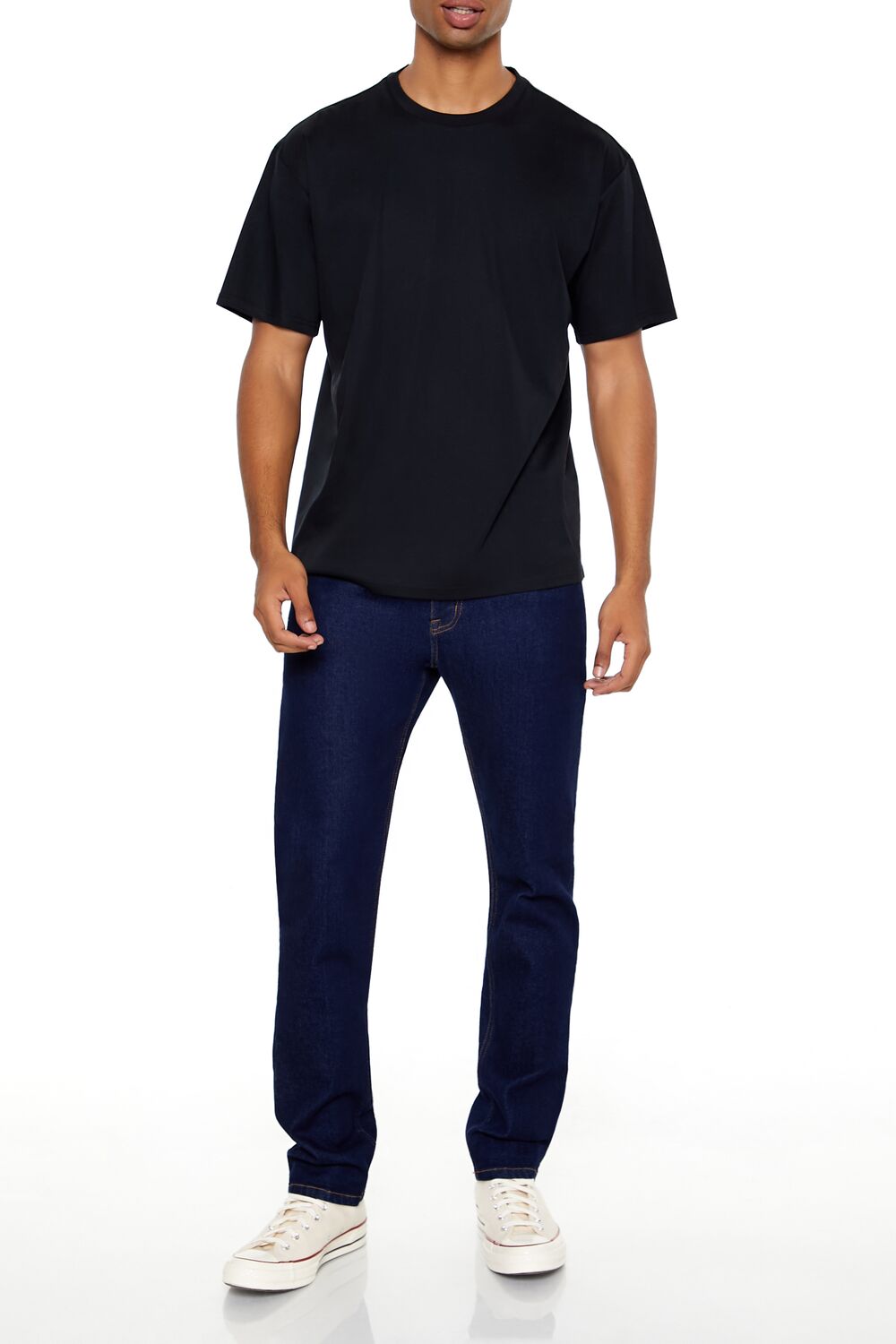  Forever 21 Supima-Blend Cotton Crew Tee - black - Bonton