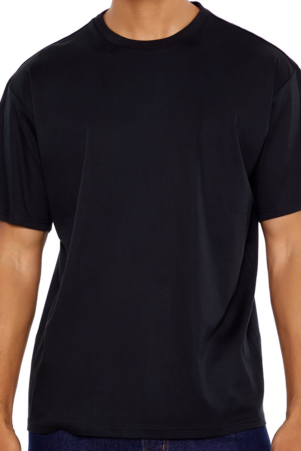  Forever 21 Supima-Blend Cotton Crew Tee - black - Bonton
