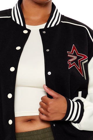 Plus Size Star Girl Varsity Jacket