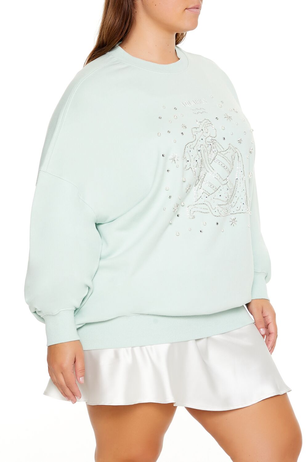  Forever 21 Plus Size Beaded Aquarius Pullover - seafoam multi - Bonton
