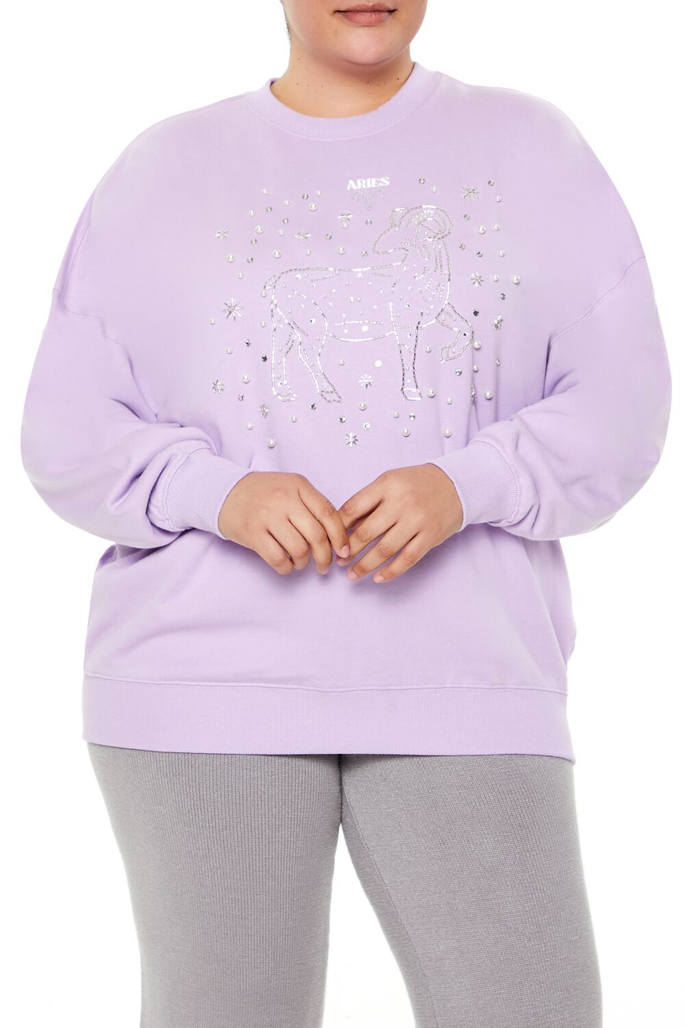  Forever 21 Plus Size Beaded Aries Pullover - lavender multi - Bonton