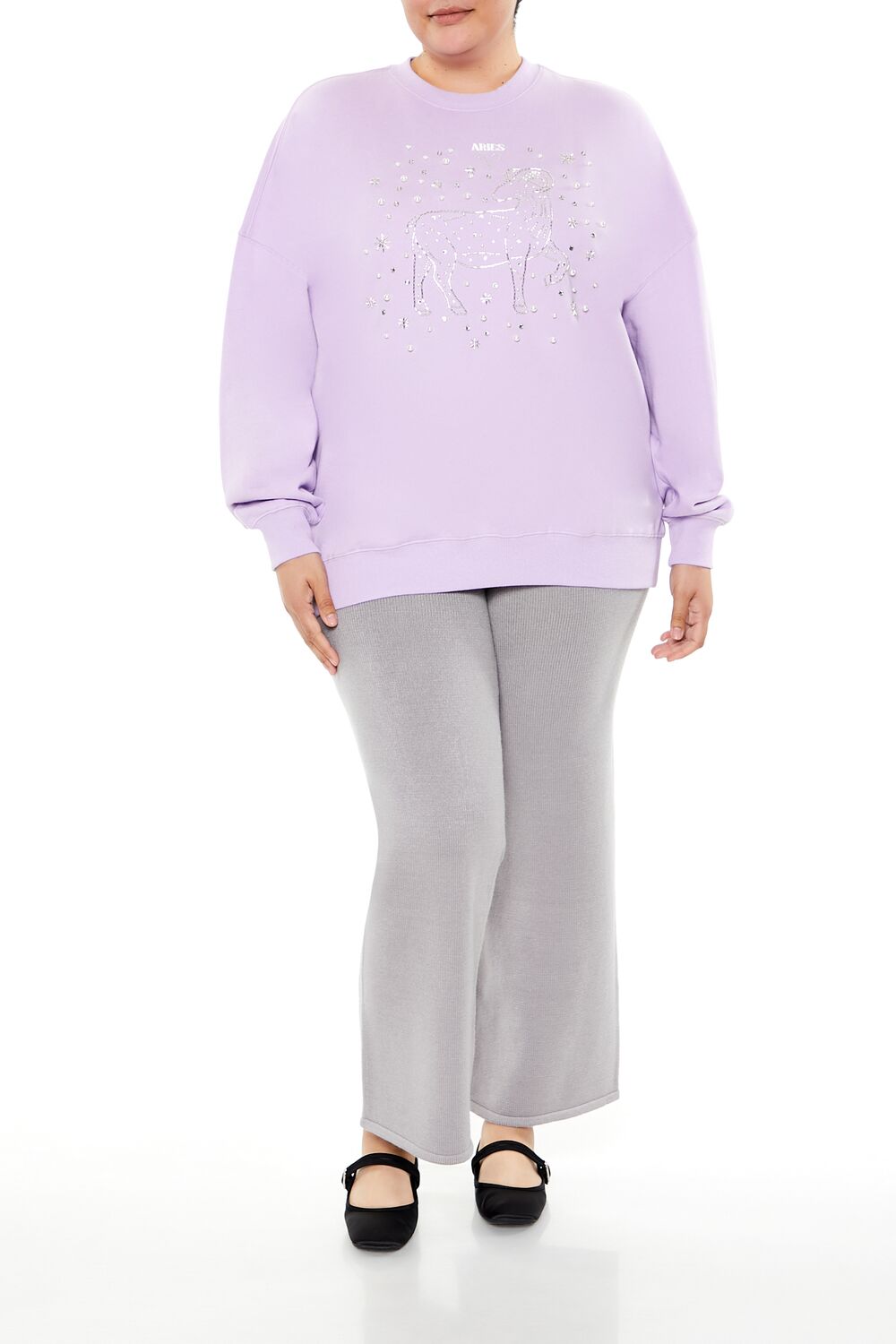  Forever 21 Plus Size Beaded Aries Pullover - lavender multi - Bonton