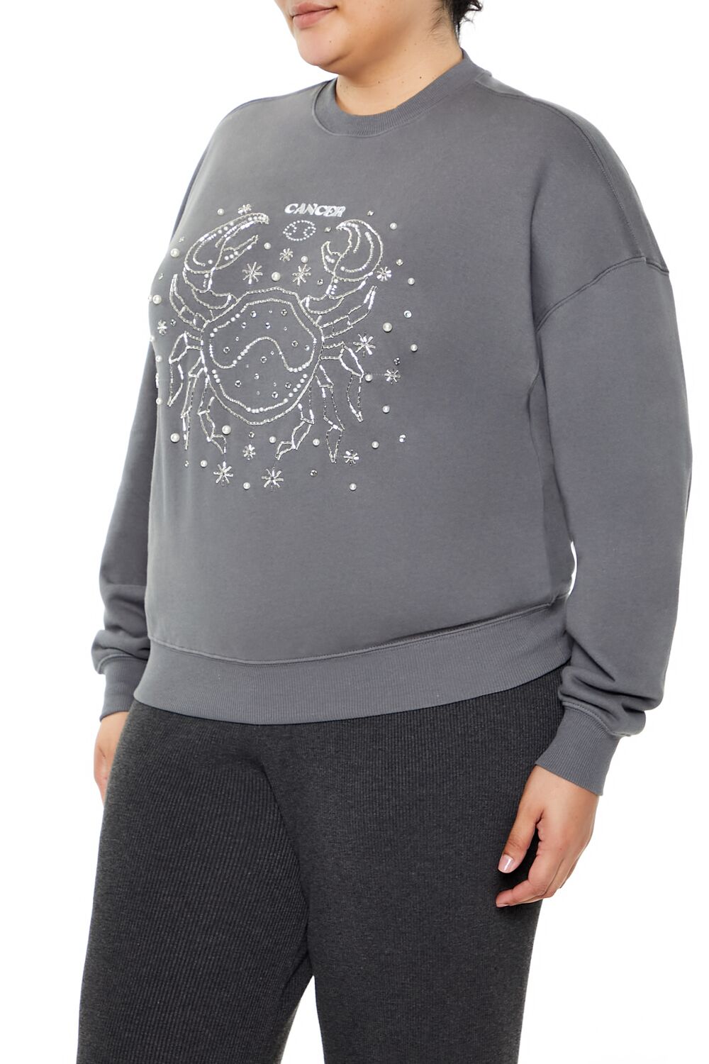  Forever 21 Plus Size Beaded Cancer Pullover - dark grey multi - Bonton