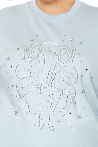 Plus Size Beaded Gemini Pullover