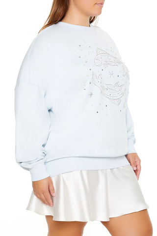 Plus Size Beaded Pisces Pullover